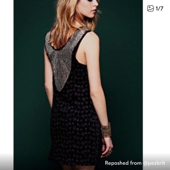 Free People Dresses & Skirts - Free People black velvet beaded dress size 4
